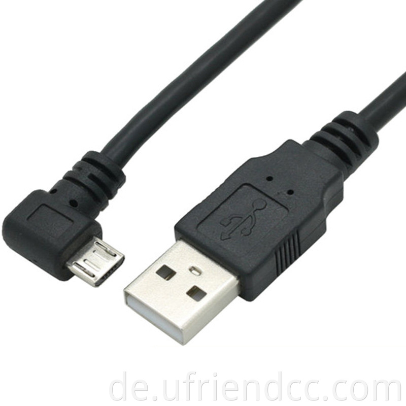 OEM -Werksdaten synchronisieren Sie Micro B Typ C Rechtwinkel USB -Kabeldaten Synchronisation & Laden PVC Schwarz oder Weiß 4C oder 2C CE, RHOS